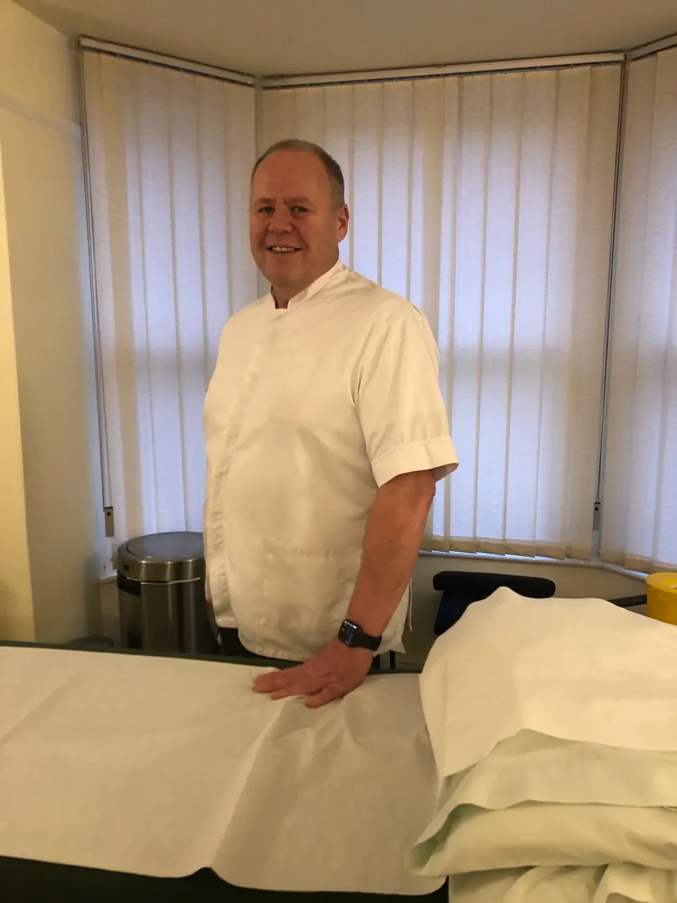 Ian Elias in the treatment room at Three Counties Osteopaths